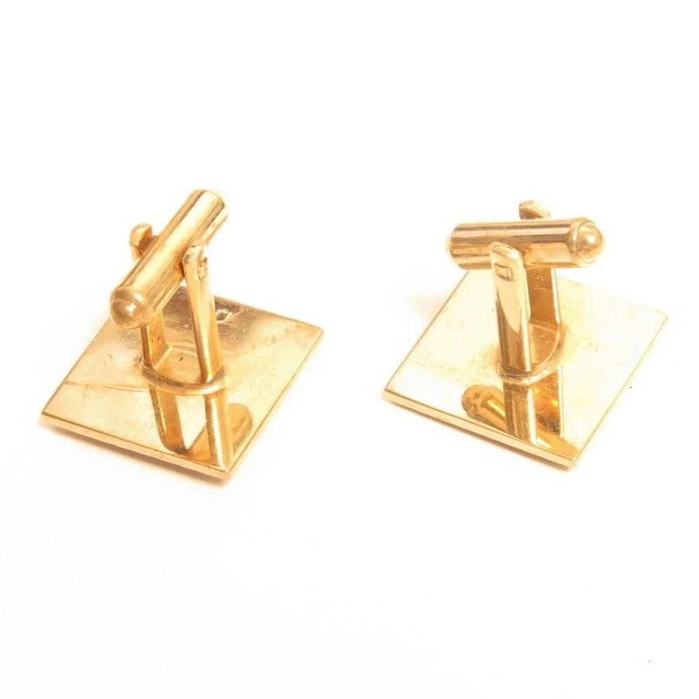 Vintage Signed Square‎ Black Edge Gold Cufflinks